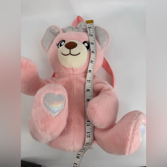 Adorable Plush Pink Teddy Backpack 14” New - Picture 7 of 7
